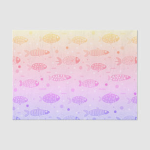 Papel De Seda Padrão de Peixe Solto Gradiente Moderno