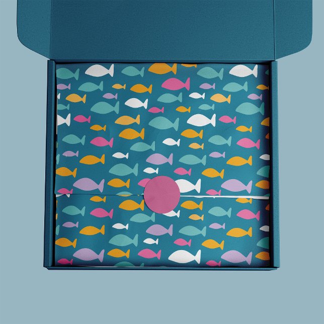 Papel De Seda Padrão de peixes para crianças sob o mar (Kids fish pattern tissue paper)