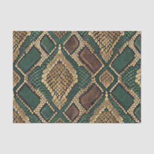 Papel De Seda Padrão de Pele de Cobra Verde e Dourado - Estampa