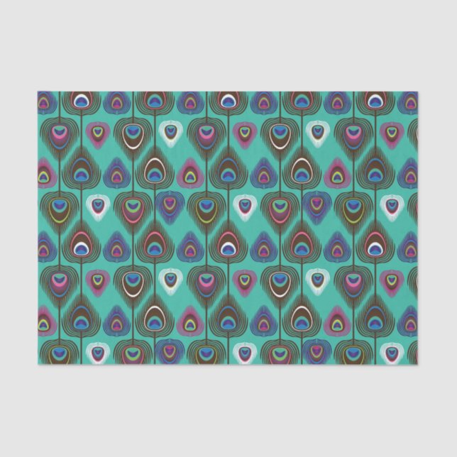 Papel De Seda padrão de penas de pavão (Frente )