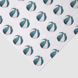 Papel De Seda padrão de pequenas bolas de basquete azul-turquesa