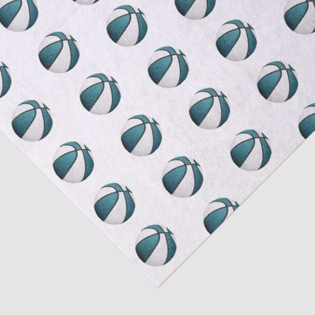 Papel De Seda padrão de pequenas bolas de basquete azul-turquesa (Detalhes)