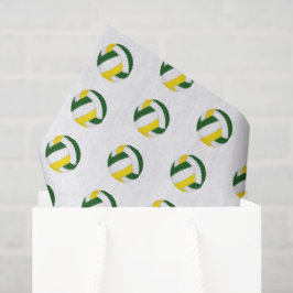Papel De Seda padrão de pequenas bolas de vôlei verdes douradas