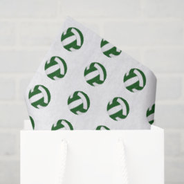Papel De Seda padrão de pequenas bolas de vôlei verdes e brancas