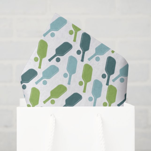 Papel De Seda Padrão de Pickleball Verde e Azul (Sacola de presentes)