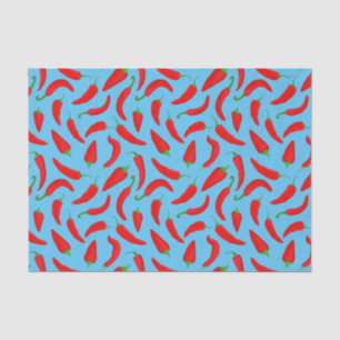 Papel De Seda Padrão de Pimenta de Chili Divertido no Azul