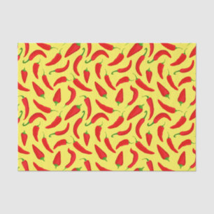 Papel De Seda Padrão de Pimenta Vermelha no Amarelo