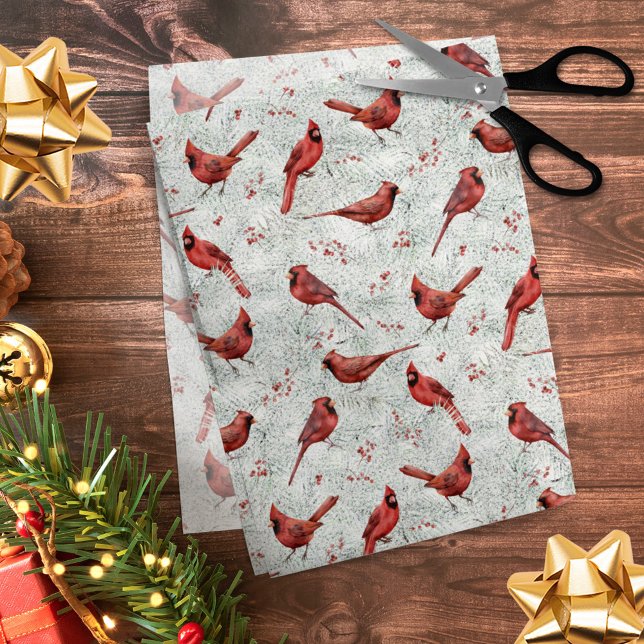 Papel De Seda Padrão de Pinho de Neve Vermelha Natal (Criador carregado)