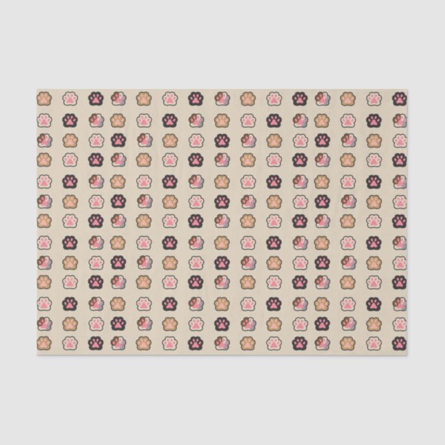 Papel De Seda Padrão de Pinturas de Gato Bonito (Frente )