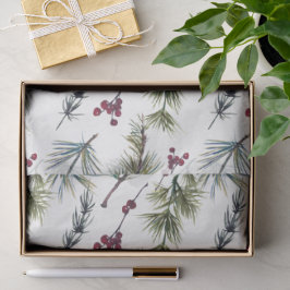 Papel De Seda Padrão de Poinsettia em Aquarela