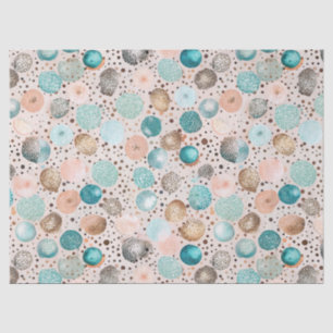 Papel De Seda Padrão de Ponto de Abstrato Shimmering em Turquesa