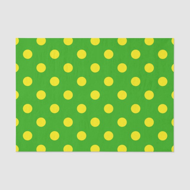 Papel De Seda Padrão de Pontos Amarelos em Verde Design  (Frente )