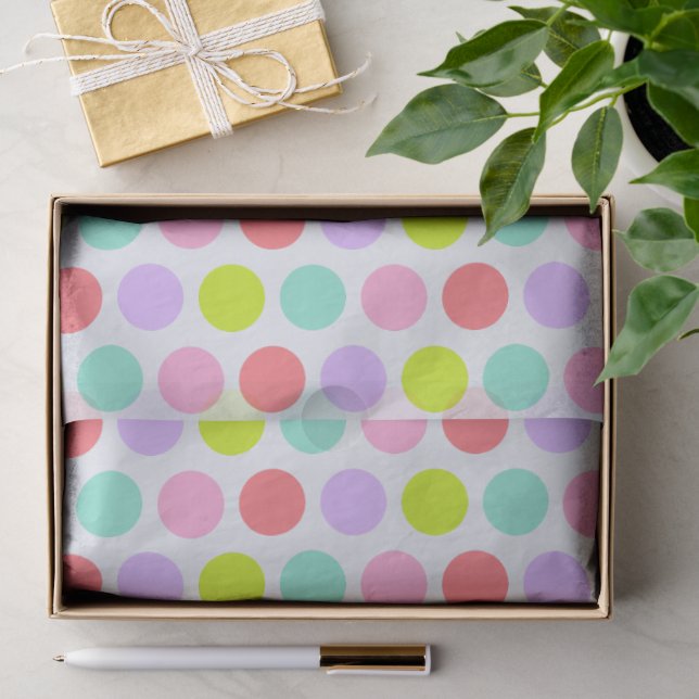 Papel De Seda Padrão de Pontos Cute Soft Pastel (Presente)