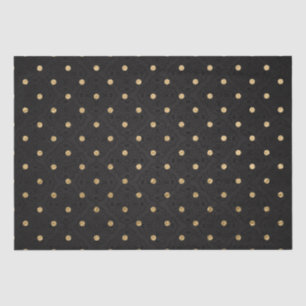 Papel De Seda Padrão de Pontos Elegantes Preto e Dourado em Folh