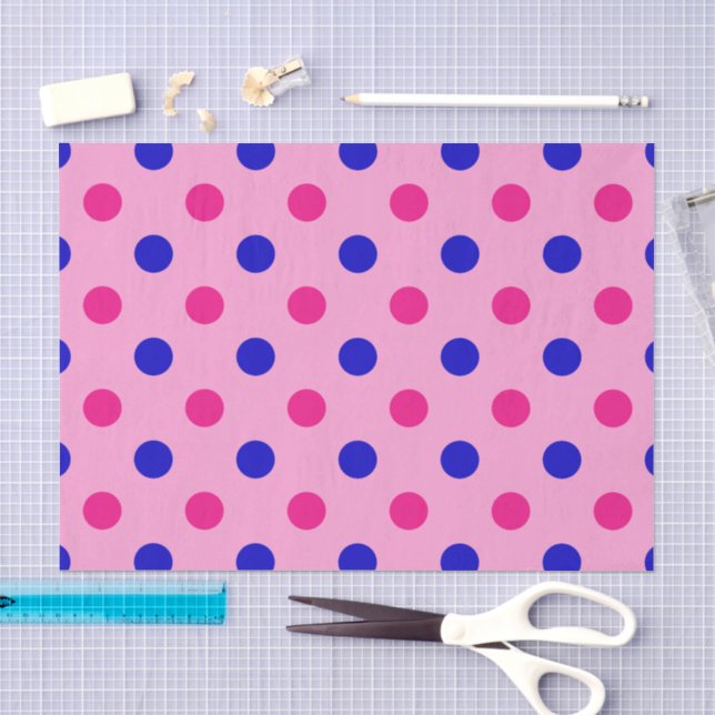 Papel De Seda Padrão de Pontos Pink Azul Rosa (Arte )