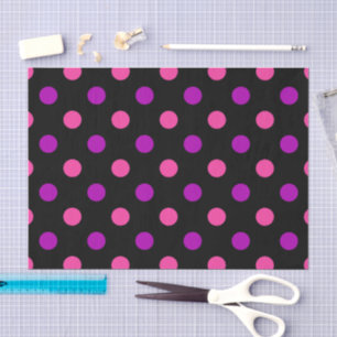 Papel De Seda Padrão de Pontos Pintados de Preto Roxo Rosa