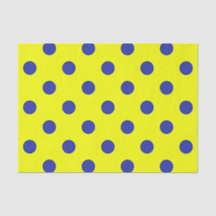 Papel De Seda Padrão de Pontos Polka Amarelo e Azul 