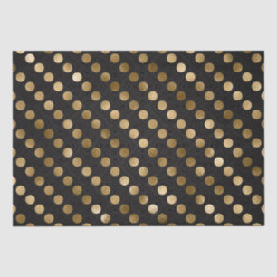 Papel De Seda Padrão de Pontos Polka em Folha Dourada e Preto El