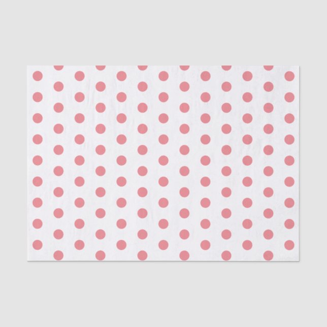 Papel De Seda Padrão de Pontos Polka Rosa Coral (Frente )