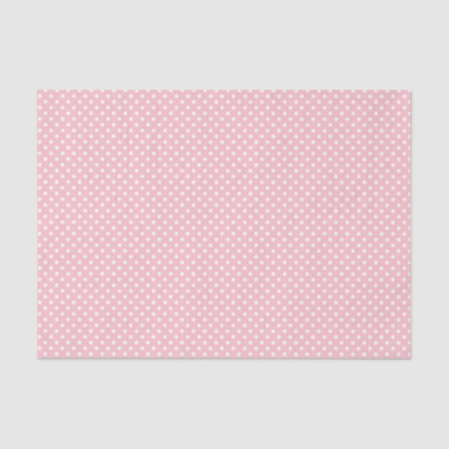 Papel De Seda Padrão de Pontos Rosa Pálido e Branco (Frente )