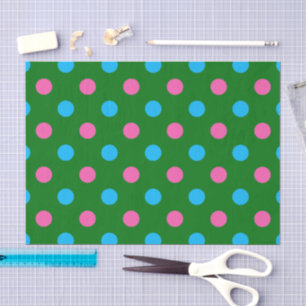 Papel De Seda Padrão de Pontos Verde Rosa Azul