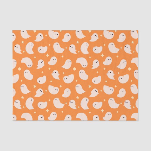 Papel De Seda Padrão de porta fantasma laranja (Frente )