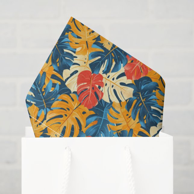 Papel De Seda Padrão de praia de folha tropical fofa  (Sacola de presentes)