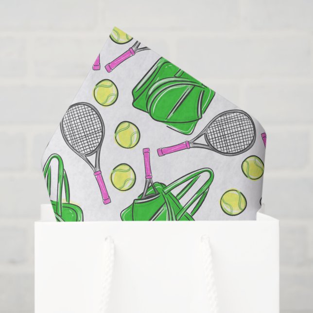 Papel De Seda Padrão de pré-disquete verde rosa tênis Racquets (Sacola de presentes)