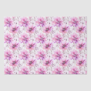 Papel De Seda Padrão de Primavera das flores roxas de aquarela
