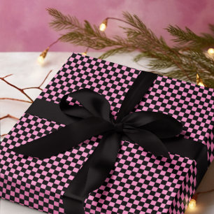 Papel De Seda Padrão de Quadro de Verificação Preto e Rosa