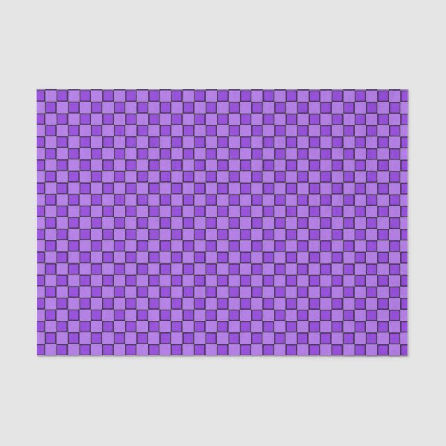 Papel De Seda Padrão de quadro de verificação preto roxo (Frente )