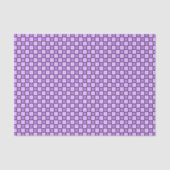Papel De Seda Padrão de quadro de verificação preto roxo (Frente )