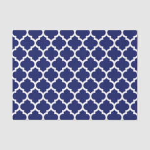 Papel De Seda Padrão de Quatrefoil Branco Branco Marinho #5