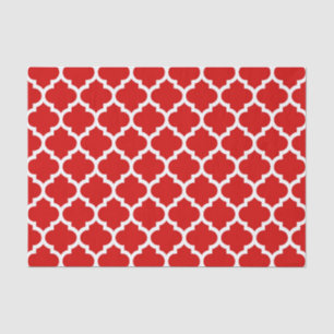 Papel De Seda Padrão de Quatrefoil Branco Vermelho marroquino #5
