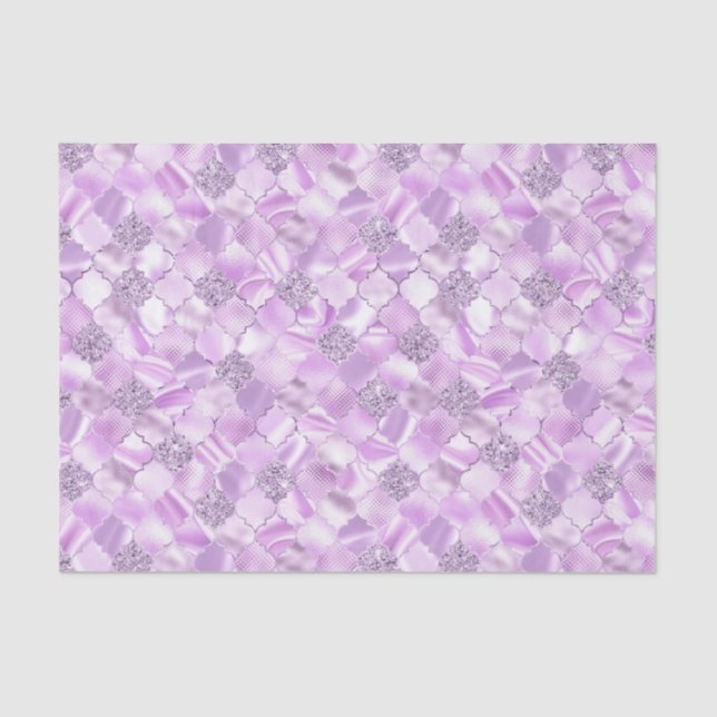 Papel De Seda Padrão de Quatrefoil de Lilac Purple Marroquino (Frente )