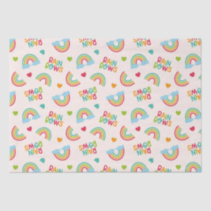 Papel De Seda Padrão de Rainbows e nuvens