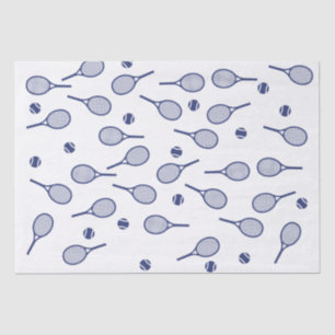 Papel De Seda Padrão de raquetes de Tênis retro azul do Marinh