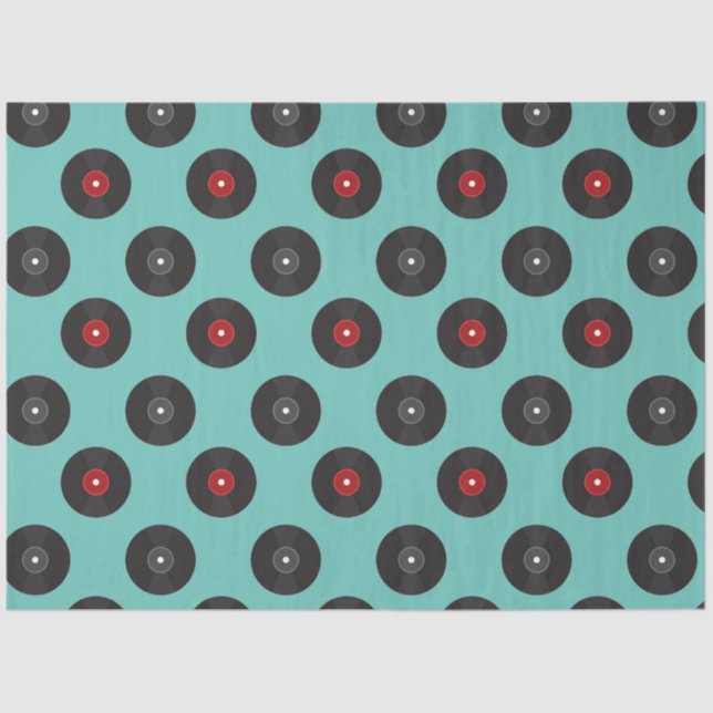 Papel De Seda Padrão de Registros Retro Jukebox (Frente )