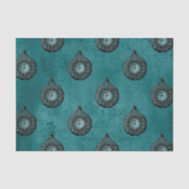 Papel De Seda Padrão de relógio vintage azul-turquesa e preto