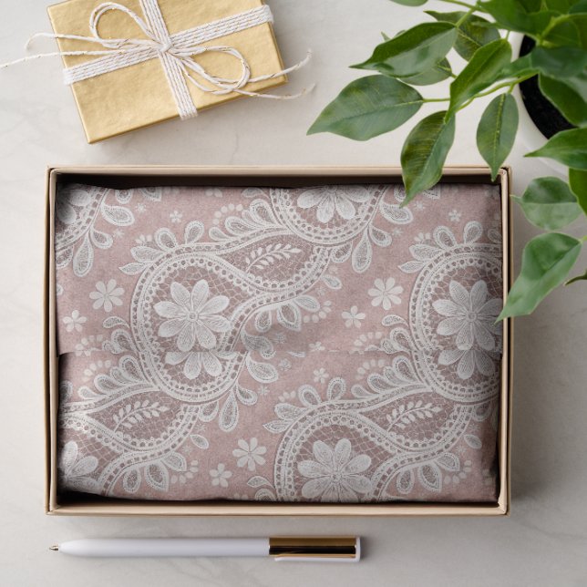 Papel De Seda Padrão de renda lilás elegante  (Presente)