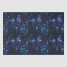 Papel De Seda Padrão de repetição do oceano de águas-vivas biolu