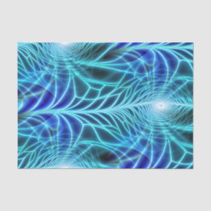 Papel De Seda Padrão de Repetição Fractal Luminoso Azul Elétrico