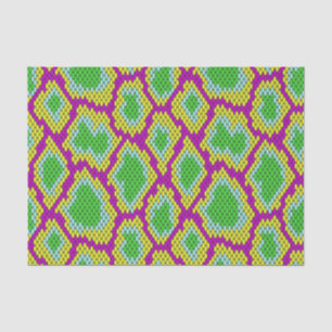Papel De Seda Padrão de réptil verde, roxo, dissociação amarela