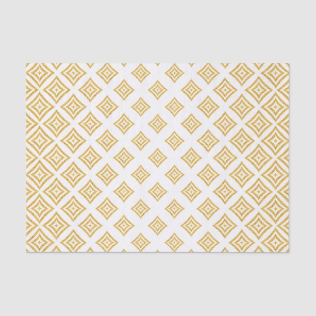 Papel De Seda Padrão de Rhomboid da Glitter Dourada Trendy (Frente )