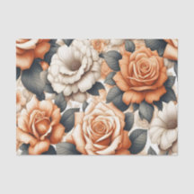 Padrão de Rosa Branca e Laranja Sem Costura