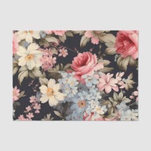 Papel De Seda Padrão de Rosa Pink Shabby Chic em Fundo Escuro