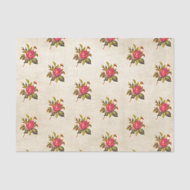 Papel De Seda Padrão de Rosa vermelha de vinheta no Artesanato d (Frente )