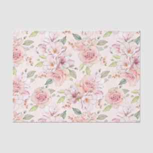 Papel De Seda Padrão de rosas de vinheta cor-de-rosa suave