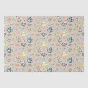 Papel De Seda Padrão de Rosas e chá da tarde da Vintage em Beige