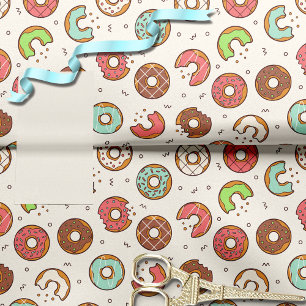 Papel De Seda Padrão de Rosquinha Retroativo Branco